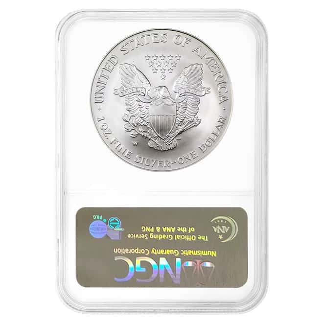 2008-W 1 oz Burnished Silver American Eagle $1 NGC MS 69 Reverse of 2007