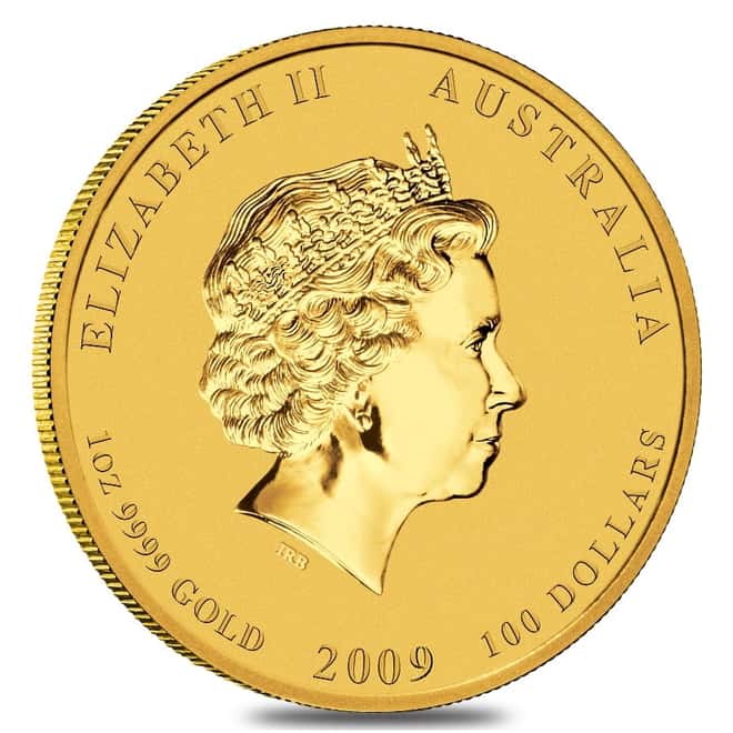 2009 1 oz Gold Lunar Year of the Ox BU Australia Perth Mint Series II In Cap