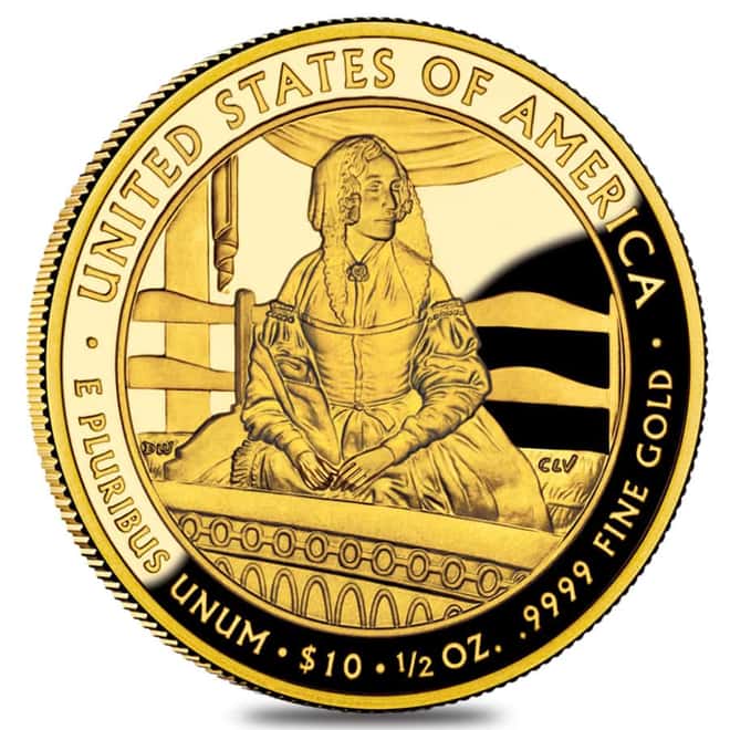 2010 W 1/2 oz $10 First Spouse Jane Pierce Proof Gold Coin (w/Box & COA)