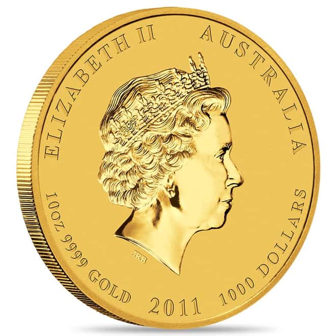 2011 10 oz Gold Lunar Rabbit BU Australia Perth Mint