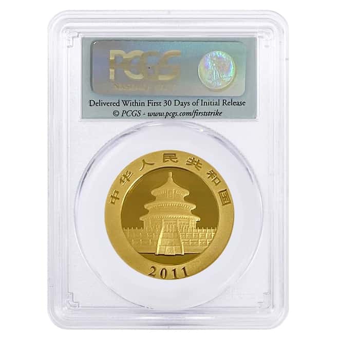 2011 1 oz Chinese Gold Panda 500 Yuan PCGS MS 70 First Strike