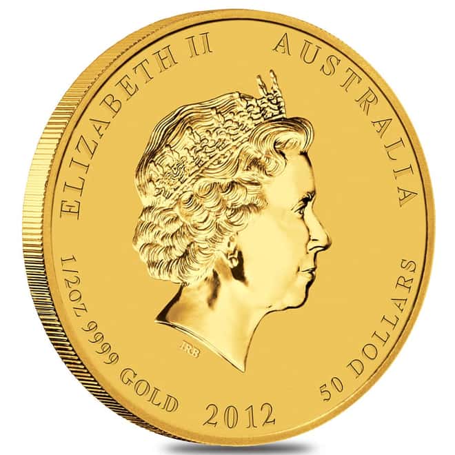 2012 1/2 oz Gold Lunar Dragon BU Australia Perth Mint Series II