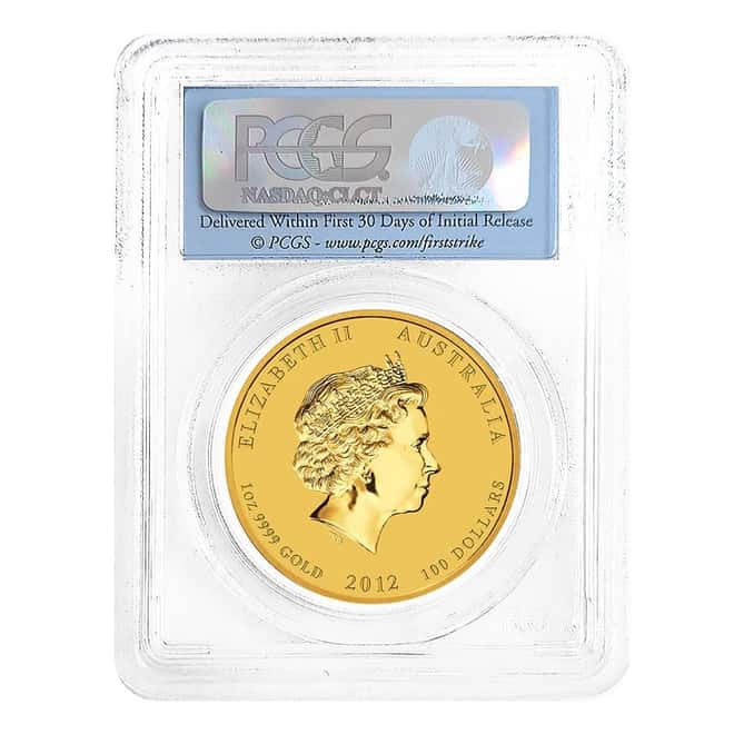 2012 1 oz Gold Lunar Dragon Perth Mint Series II PCGS MS 69 FS