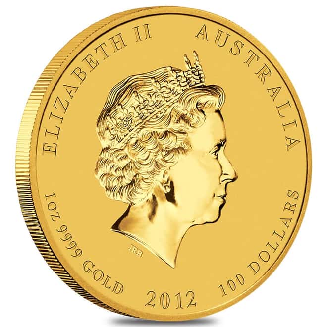 2012 1 oz Gold Lunar Dragon Perth Mint Series II PCGS MS 69 FS