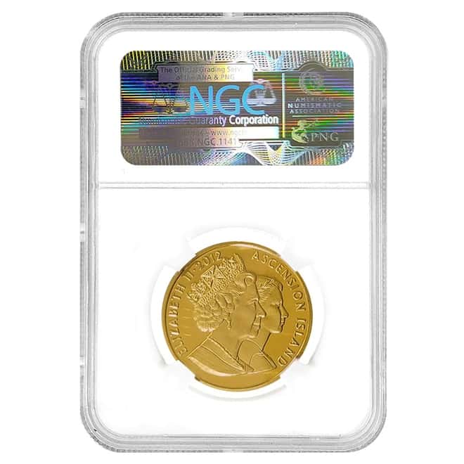 2012 Ascension Island 1 oz Gold Diamond Jubilee 50 Pound UHR Coin NGC PF 69 UCAM