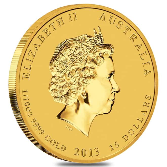 2013 1/10 oz $15 Gold Australian Lunar Year of the Snake (Series II)