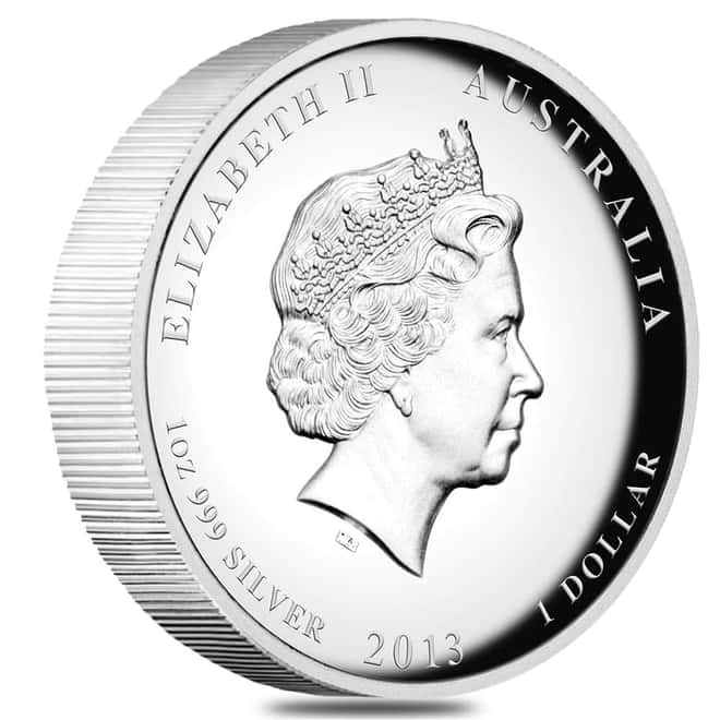 2013 1 oz Proof High Relief Silver Lunar Snake Coin Australian Perth Mint