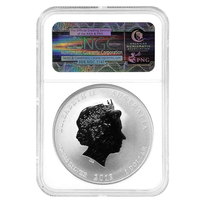 2013 1 oz Silver Lunar Year of The Snake Australian Perth Mint NGC MS 70