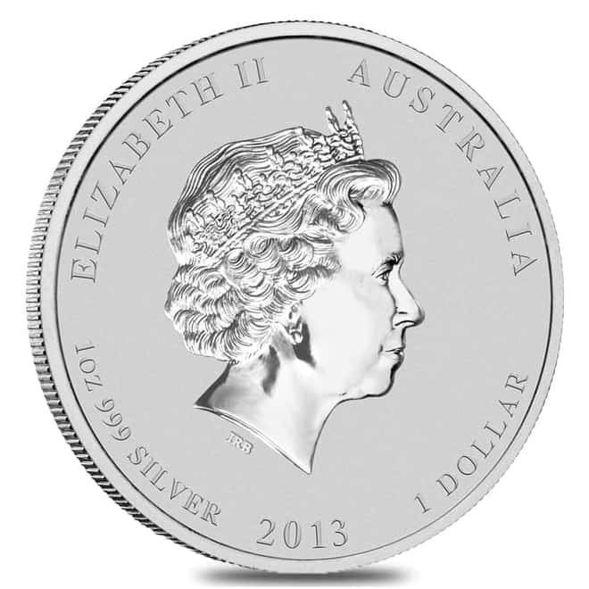 2013 1 oz Silver Lunar Year of The Snake BU Australian Perth Mint In Cap