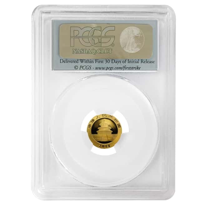 2014 1/20 oz Chinese Gold Panda 20 Yuan PCGS MS 70 First Strike