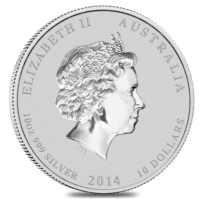 2014 10 oz Silver Lunar Year of The Horse BU Australian Perth Mint In Cap