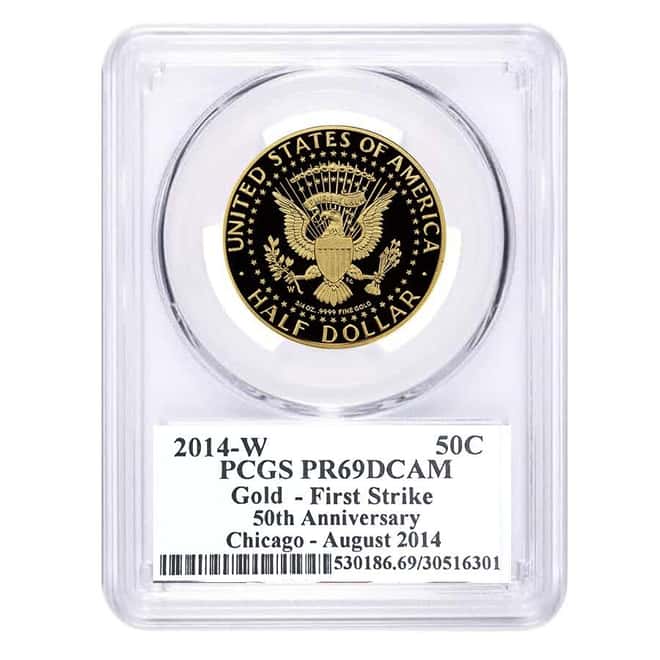 2014 W 3/4 oz Gold JFK 50th Anniversary Half Dollar Coin PCGS PR 69 DCAM First Strike