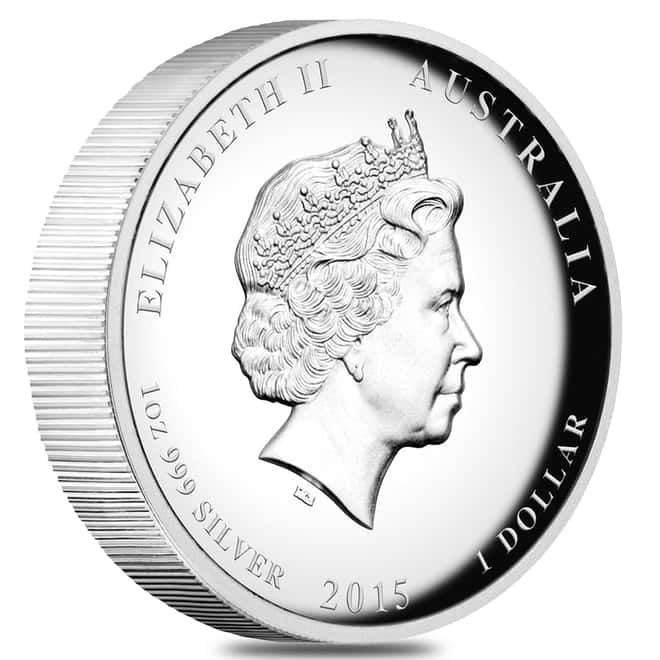 2015 1 oz Proof High Relief Silver Lunar Goat Perth Mint