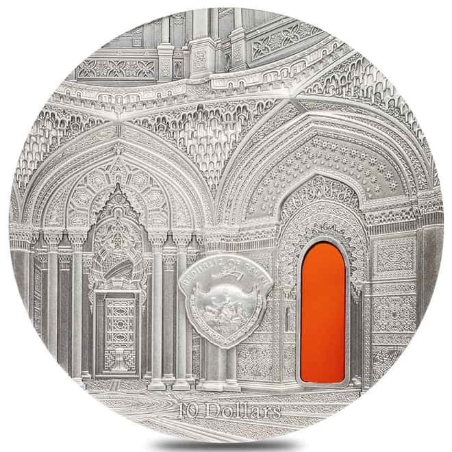 2018 Palau 2 oz Silver Tiffany Art Orientalism Coin NGC PF 70 Sammezzano Castle