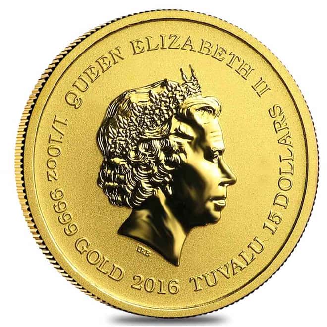 2016 1/10 oz Gold Tuvalu Pearl Harbor Perth Mint .9999 $15 Coin BU