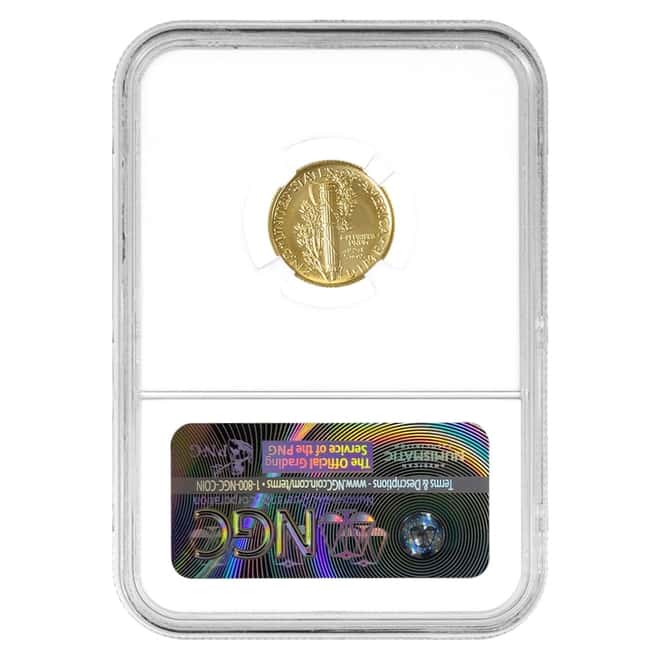 2016 1/10 oz Mercury Dime Centennial Gold Coin NGC SP 70 FDOI 100th Ann
