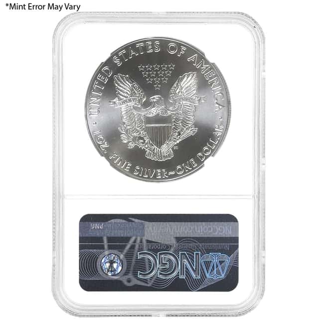 2016 1 oz Silver American Eagle NGC MS 69 Mint Error (Obv Struck Thru)