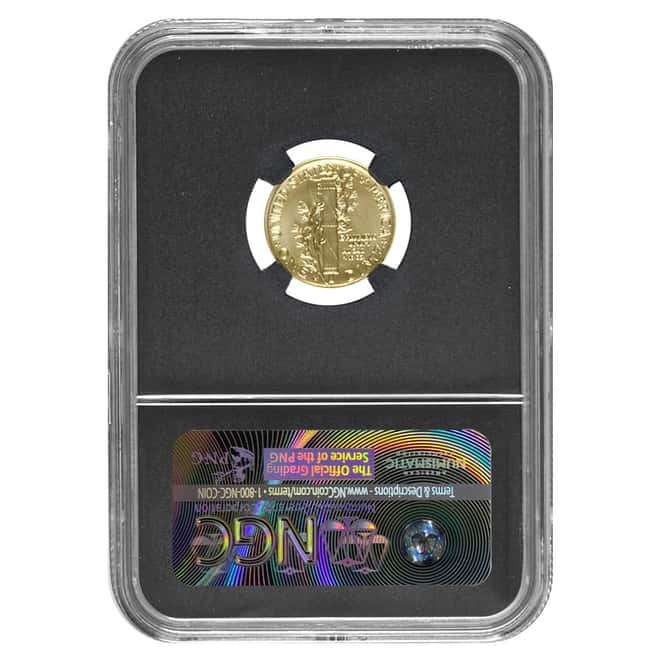 2016 W 1/10 oz Gold Mercury Dime Centennial NGC SP 70 ER Moy Sign