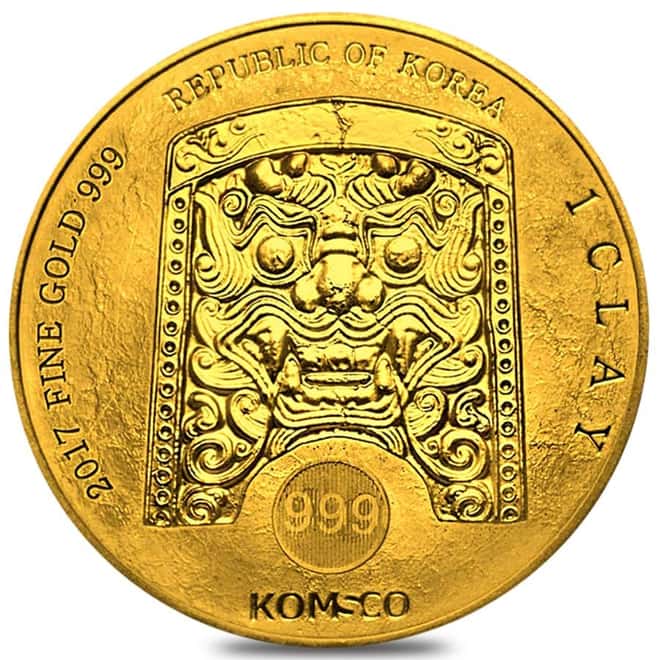 2017 1 oz South Korea Gold ZI:SIN Gallus Medal BU