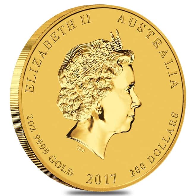 2017 2 oz Gold Lunar Year of The Rooster BU Australia Perth Mint In Cap