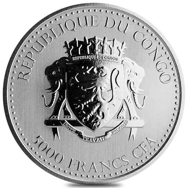 2017 Congo 1 oz Prooflike Silverback Gorilla Silver Coin