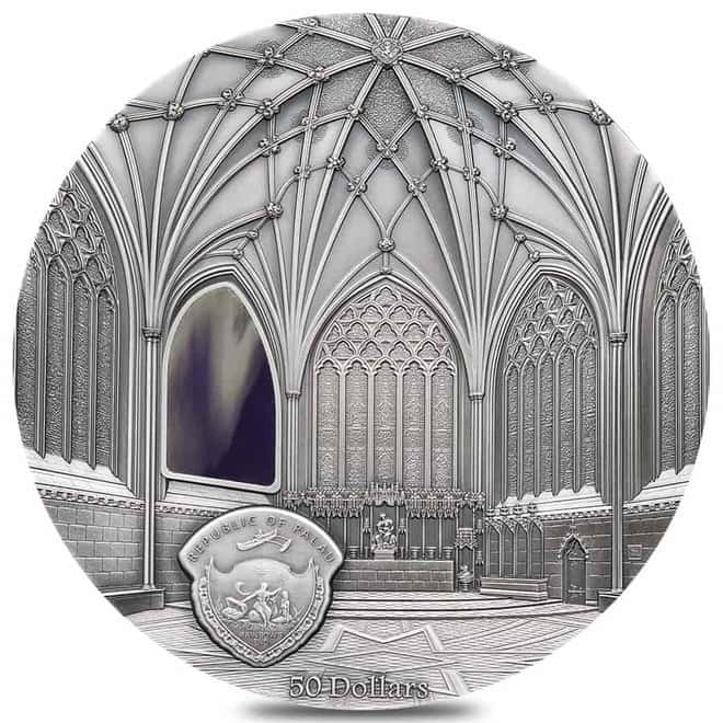 2017 Palau 1 Kilo Silver Tiffany Art Wells Cathedral Coin .999 Fine (w/Box)
