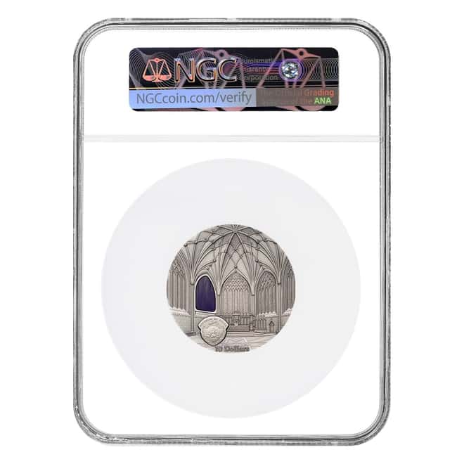 2017 Palau 2 oz Silver Tiffany Art Wells Cathedral Coin .999 Fine (In Cap)