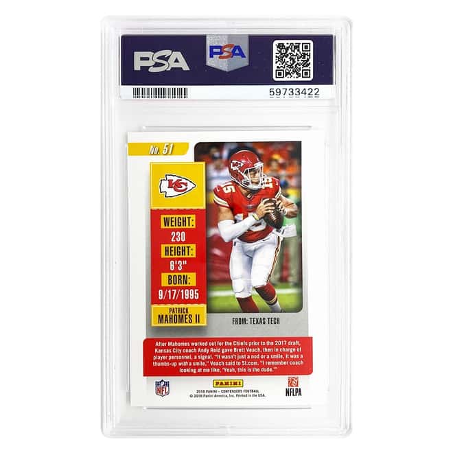 2018 Panini Contenders Patrick Mahomes II #51 PSA 10 Football Card