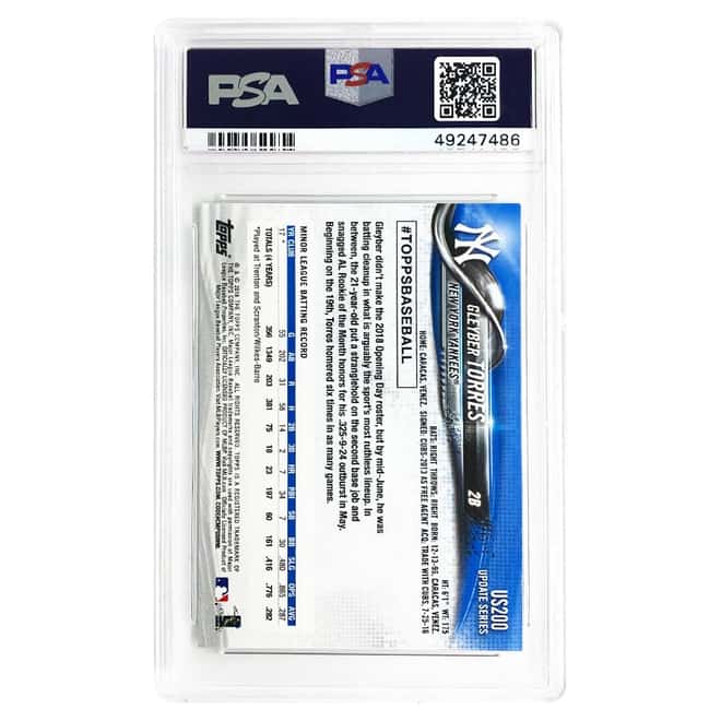 2018 Topps Update Gleyber Torres Yankees #US200 PSA 9 MINT