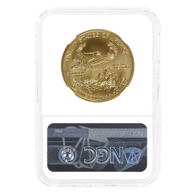 2018-W 1 oz $50 Burnished Gold American Eagle NGC MS 70 ER (Castle)