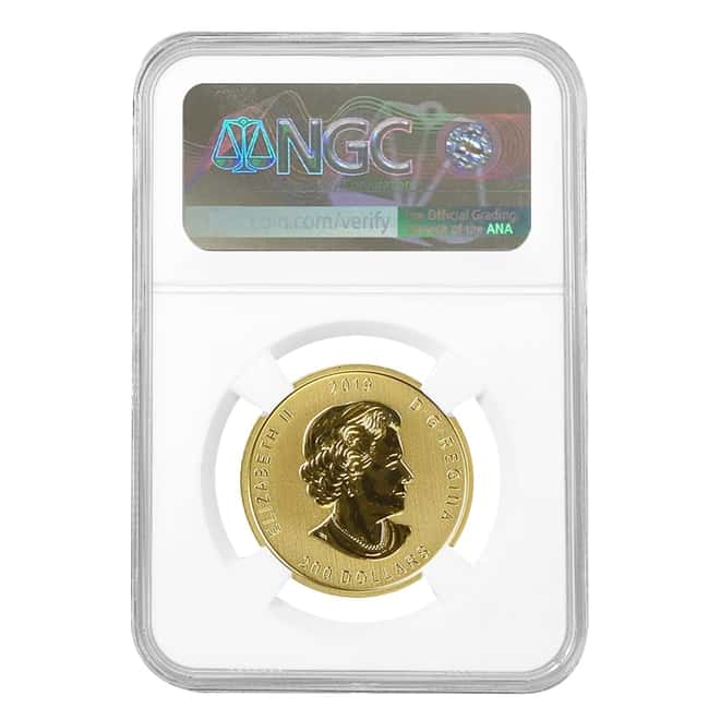 2019 1 oz Canadian Gold Moose Coin NGC MS 68 Mint Error (Rev Struck Thru)