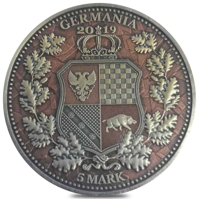 2019 1 oz Columbia & Germania The Allegories Copper Red Silver Coin