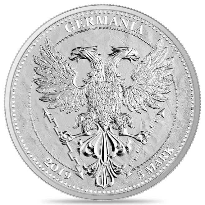 2019 1 oz Germania Oak Leaf 5 Mark Silver Coin BU