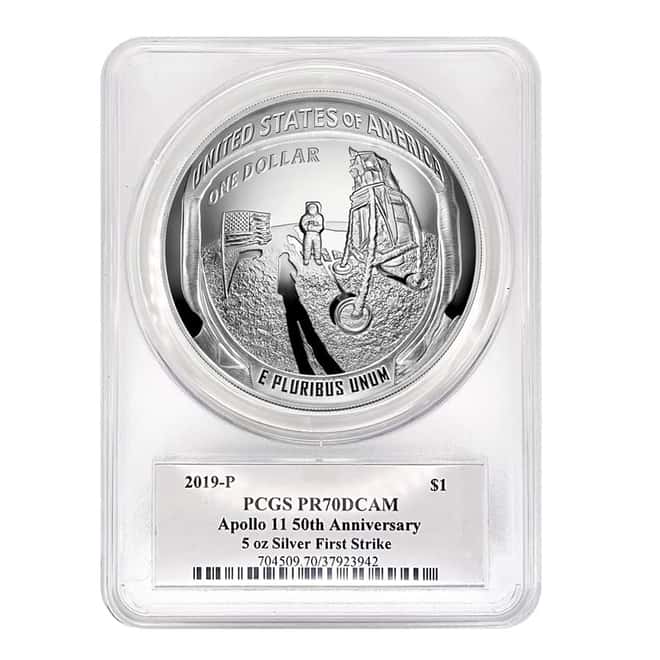 2019 P 5 oz Apollo 11 50th Ann. Proof Silver Dollar PCGS PF 70 FS (Cleveland Sign)