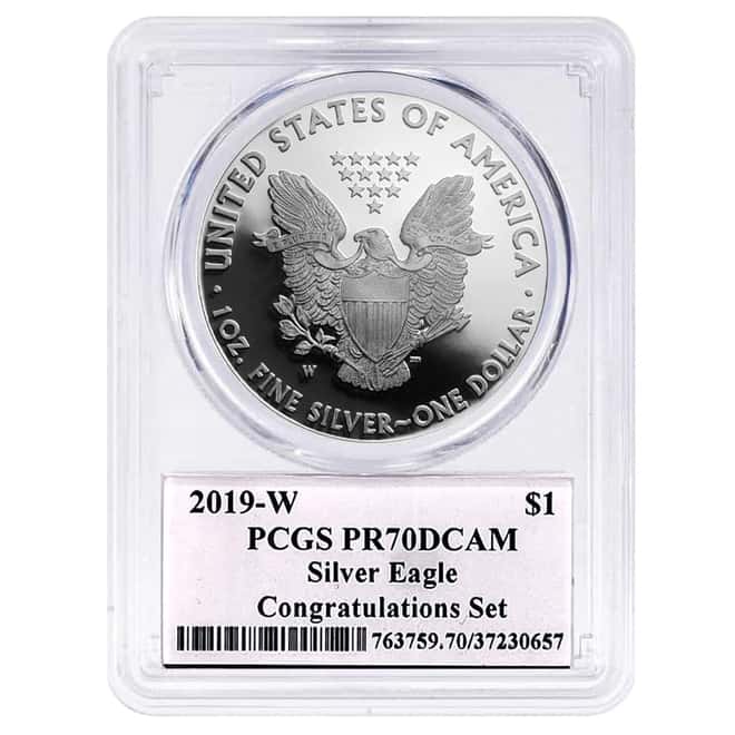 2019-W 1 oz Silver Eagle Congratulations Set PCGS PF 70