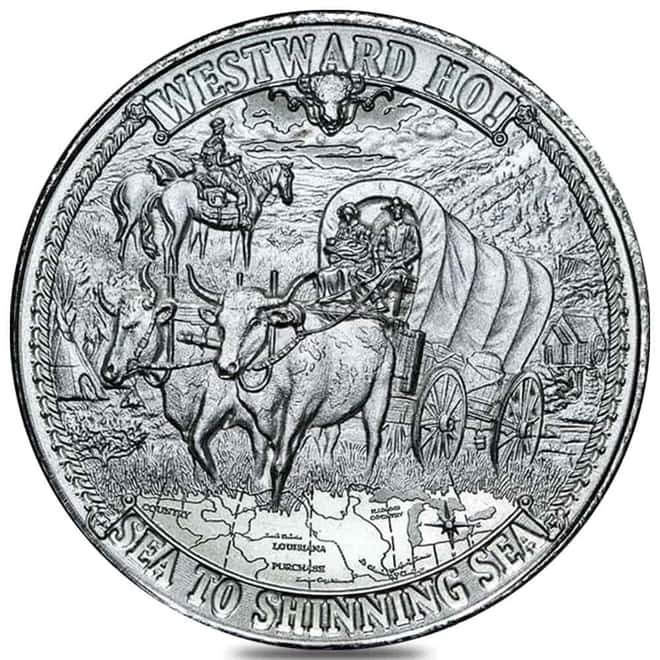 2020 1 oz Mason Mint Frontiers Westward Ho Silver Round .999 Fine