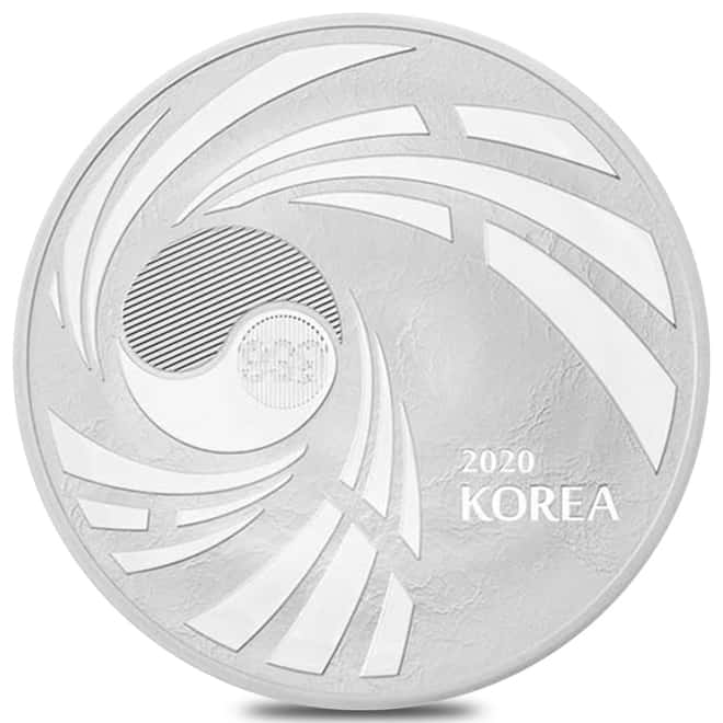 2020 1 oz South Korea Silver Taekwondo Medal BU