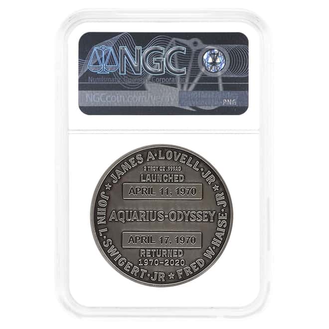 2020 2 oz Apollo 13 50th Ann. Robbins Silver Medal NGC Gem UNC