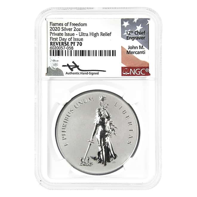 2020 2 oz Silver Flames of Freedom NGC PF 70 FD (Mercanti & Everhart)