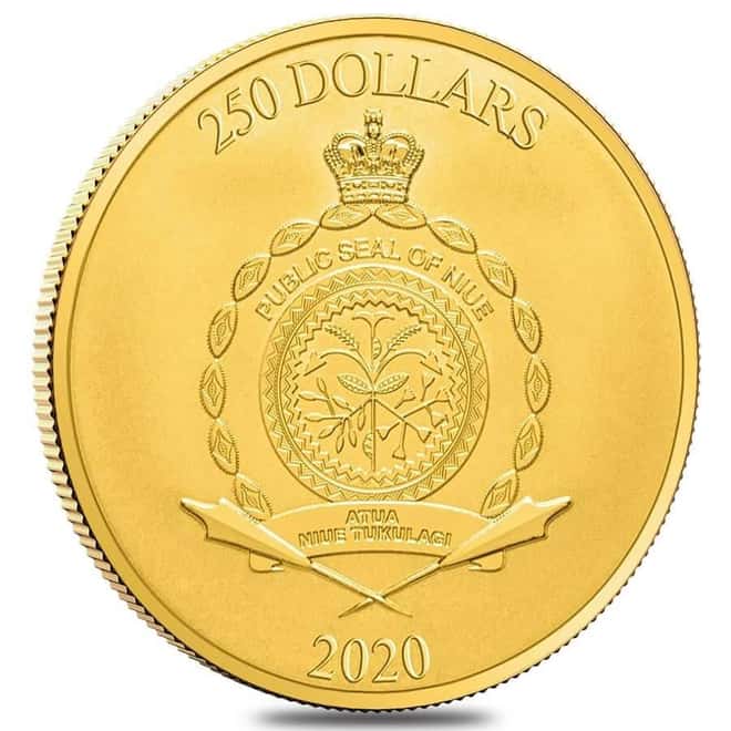 2020 Niue 1 oz Star Wars The Mandalorian Mythosaur Gold Coin BU