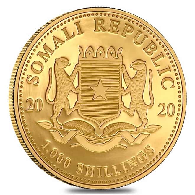2020 Somalia 1 oz Gold African Elephant Mouse Privy 1000 Shillings BU (In Cap)