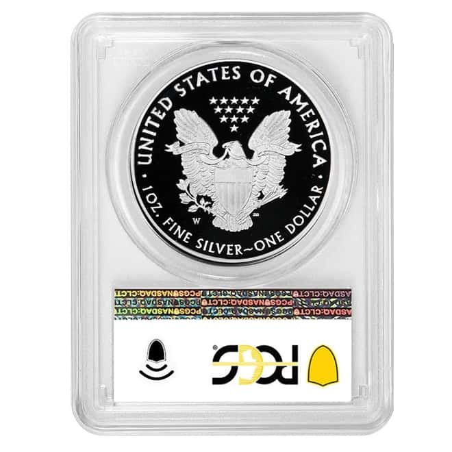 2020-W V75 Privy 1 oz Proof Silver American Eagle PCGS PF 70 FS End of WWII 75th Anniv