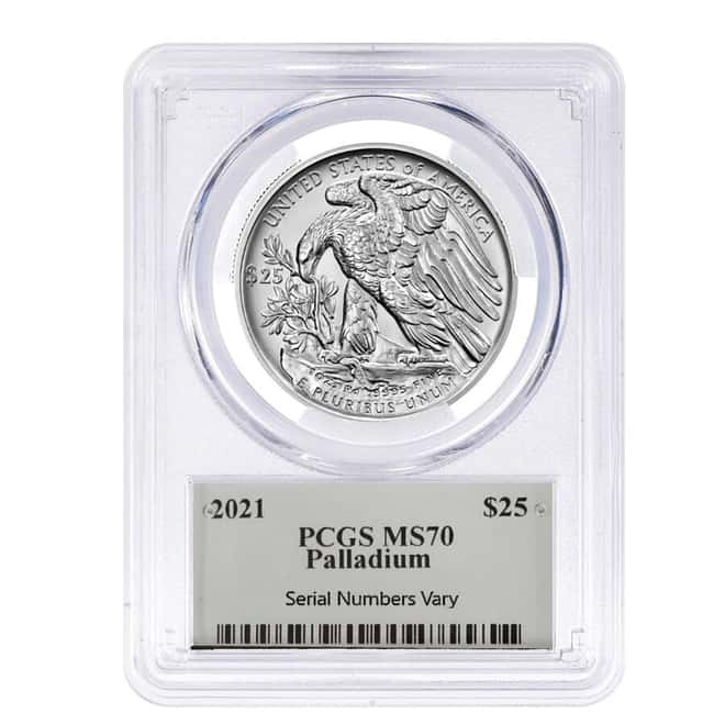 2021 1 oz Palladium American Eagle $25 Coin PCGS MS 70