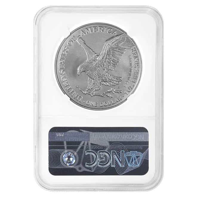 2021 1 oz Silver American Eagle Type 2 NGC MS 69 Mint Error (Retained, Obv Struck Thru)