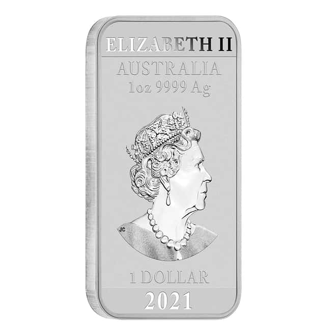 2021 1 oz Silver Australian Dragon Coin Bar $1 BU