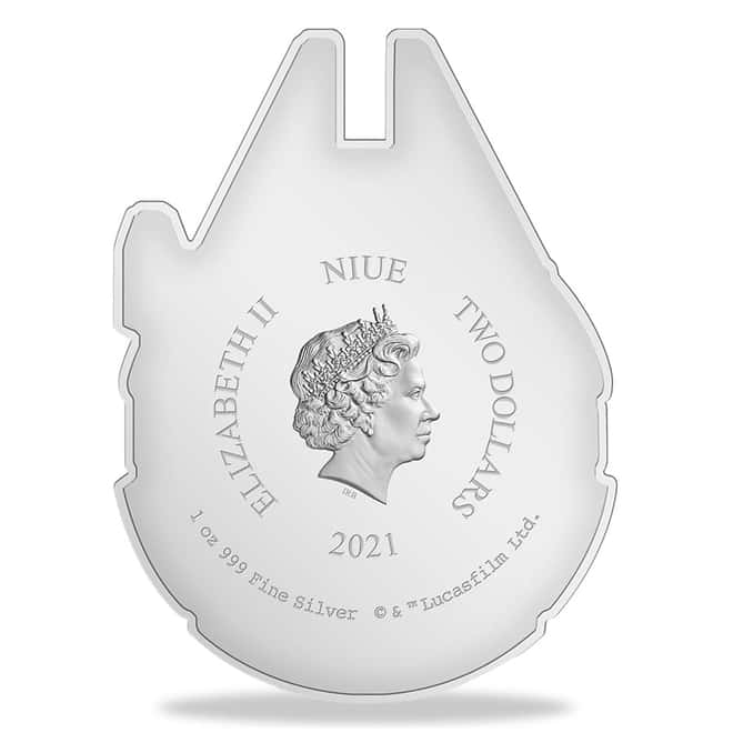2021 Niue 1 oz Silver Millennium Falcon Star Wars Shaped Coin .999 Fine (w/Box & COA)
