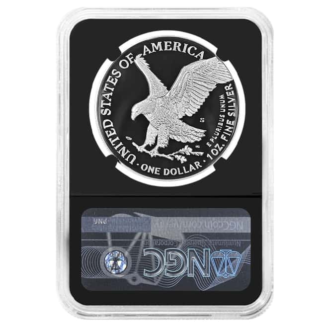 2021-S 1 oz Proof Silver Eagle T-2 NGC PF 70 FD Gaudioso Sign