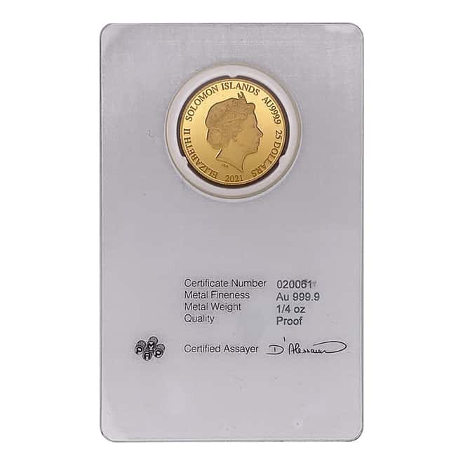 2021 Solomon Islands 1/4 oz Statue of Liberty Gold Coin In Assay