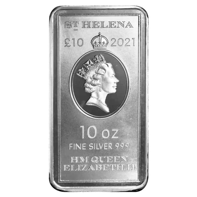 Lot of 50 - 2021 St. Helena 10 oz East India Company Silver Coin Bar .999 Fine BU