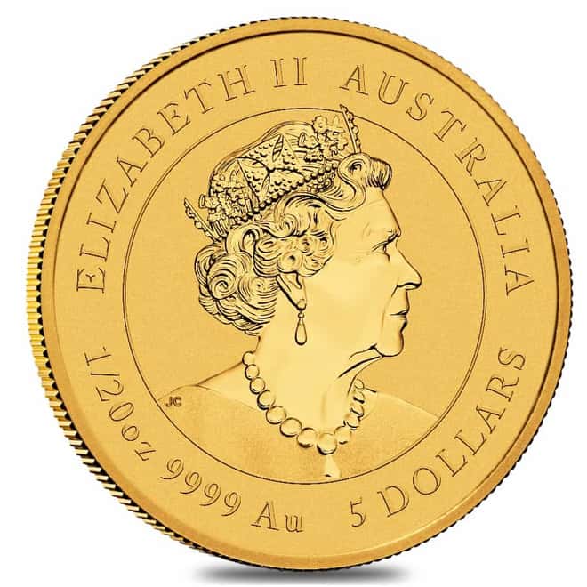 2022 1/20 oz Gold Lunar Year of The Tiger BU Australia Perth Mint In Cap